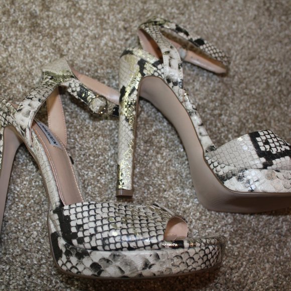 Steve Madden Sane - Snake Heels - Ankle Strap Heels - Lulus Steve Madden Luv Snake Print Ankle Strap Heels Sandals Womens Shoes Size 8 NEW